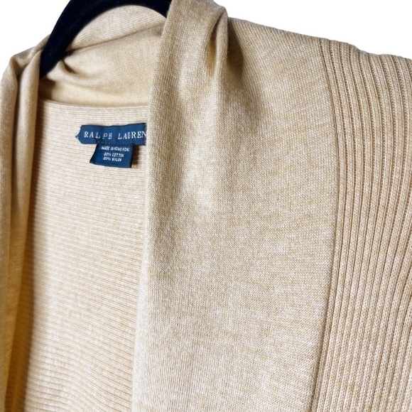RALPH LAUREN Knit Cardigan Sweater with Long Front Size M / L in Heather Camel - Picture 4 of 16